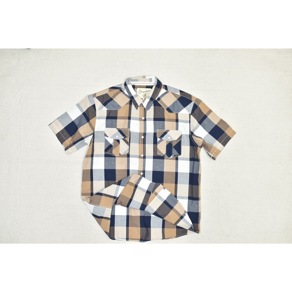 Coastal Men's Plaid Short Sleeve Button Down Shirt Regular Size XL - Picture 2 of 8